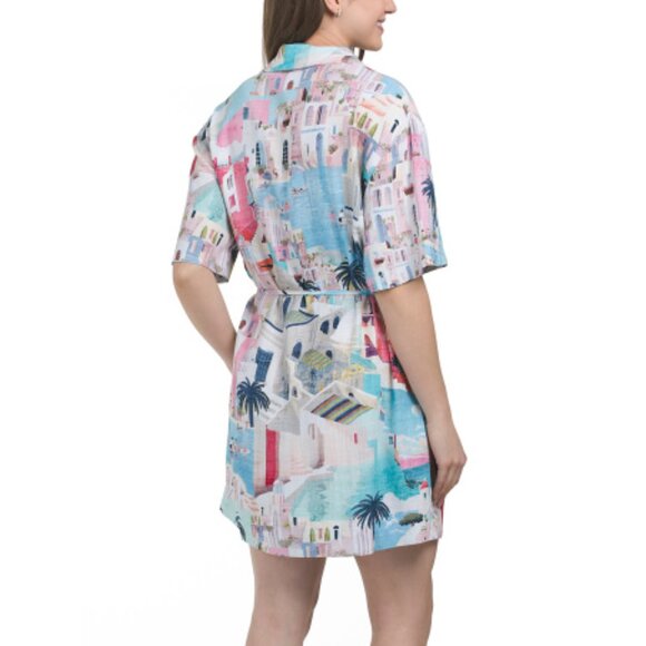 WHITE CLOSET Linen Blend Short Sleeve Mini Dress - Picture 2 of 7